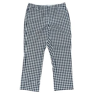 Lands End Pants Women’s Size 10 Blue White Checks Mid Rise Straight 33x27
